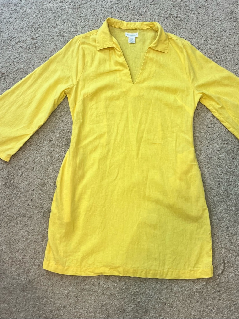 ✨💛 Cynthia Rowley Yellow Linen Blend Tunic Top/Dress with 3/4 sleeves 💛✨